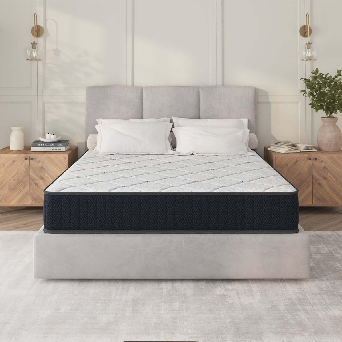 Queen Size Mattress, 10 Inch Memory Foam Mattress, Basic Mattress in A Box, Gel-Infused Memory Foam and Pocket Springs, Medium Firm for Lumbar Support (Queen)