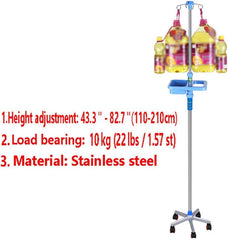 Multifunctional Storage Trolley,Household Serving Cart Hospital Adjustable Height Deluxe Drip Stand Hanging Bottle Rack, 4 Hooks, 5 Universal Wheels, Stainless Steel Movable Hand Trucks,Style-1