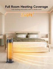 Space Heater for Indoor Use Large Room, 1500W Portable Office Heater, 120° Oscillation, PTC Ceramic with Thermostat and Remote, 12H Timer, 3 Modes, Fast Safety Heat for Home Bedroom