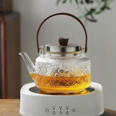 Classic Portable Glass Large Capacity Home Tea Maker with Cover Electric Ceramic Stove for Tea Kettle Easy to use (Transparent 1000ml/35.2oz)