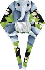 Cleaning Working Cap Baby Elephant in Spring Printed Chef Hat for Women & Men, Adjustable, Breathable Black