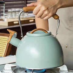 Whistling Tea Kettle, Flat Bottom Stainless Steel Loud Whistle Kettle Stovetop Teapot with Cool Ergonomic Handle for Electric Gas Induction Radiation Stove, Teapots