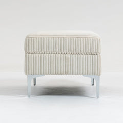 Square Ottoman Footrest & Storage, Beige Corduroy Modular Sectional Sofa