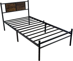 Queen Size Bed Frames Metal Platform Bed with Wood Headboard/Metal Slats Support/Under Bed Storage,No Box Spring Needed,Easy Assembly (Black, Queen)