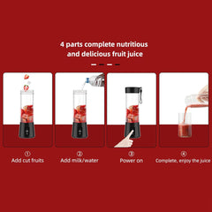 Portable Blender for Shakes and Smoothies, 15Oz Mini Juicer Blender for Fruit, USB-C Rechargeable & Self Cleaning Travel Mixer With Stainless Steel Blades, for Food, Office, GYM, School (White)