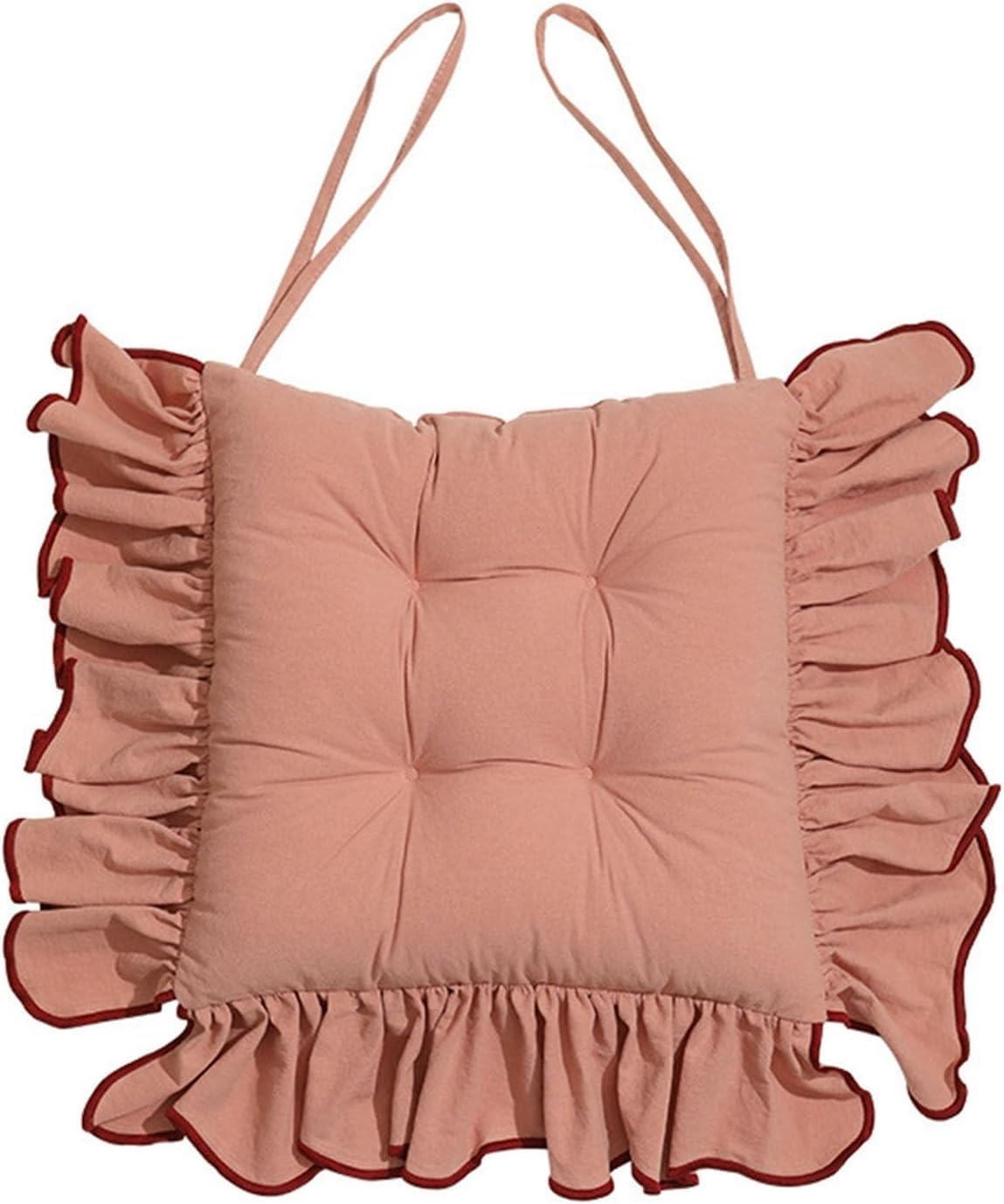 Farmhouse Country Seat Pads with Ties, Cotton Fabric, Cute Chair Cushion, Seat Cushions for Kitchen Chairs, Dining, Porch, Indoor, Vintage(Green)