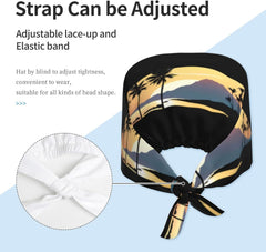 Cleaning Working Cap Beach at Sunset Printed Chef Hat for Women & Men, Adjustable, Breathable Black