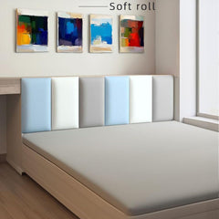 Queen/Fully Cushioned headboard, Modern Vertical Channel Design headboard, 3D soundproof Wall Panel, Large Detachable and Reusable,G,40x20cm/4 Pcs