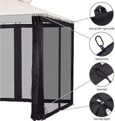 Mosquito Net with Zipper for Universal Outdoor 10X10 Canopy Tent,DIY Curtain Style Canopy Screen Walls for Patio Gazebo Garden and Backyard (Only Mosquito Net),White,360x360