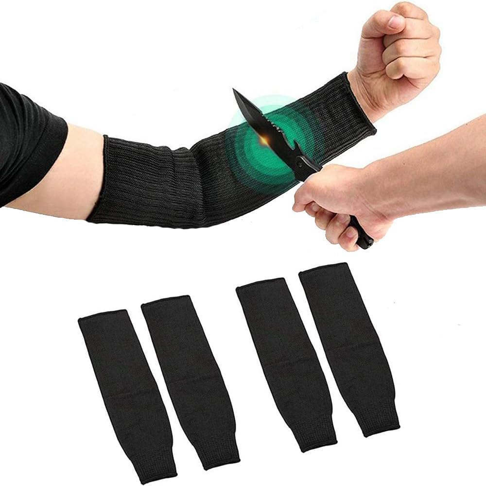 Arm Protection Sleeves, 2 Pairs Heat Burn Cut Resistant Sleeves Steel Wire Armband Level 5 Protective Anti Abrasion Safety Arm Guard