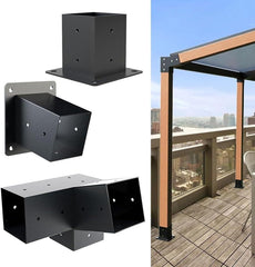 Pergola Bracket Kit, 4''x4''(Inner Size 3.5x3.5), 1/3-Way Corner Bracket Woodworks DIY Post Base Kit, 15° 3-Way Tilt Roof Gazebo Bracket Kit For Gazebos, Patio Pergolas, Log Cabin Outdoor(C)