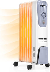 Tangkula Oil Filled Radiator Heater, 1500W Portable Space Heater Radiator with Adjustable Thermostat, 3 Heat Settings, Overheat & Tip-Over Protection, Electric Radiant Heater for Indoor use