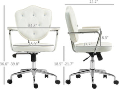 Cute Pink Teddy Desk Chair - Comfy Home Office Chair with Adjustable Height, Swivel Wheels & Tilt Function - Button Tufted Vanity Chair for Bedroom, Classroom & Women (Pink Teddy)