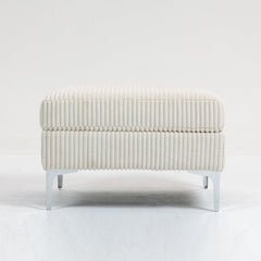 Square Ottoman Footrest & Storage, Beige Corduroy Modular Sectional Sofa