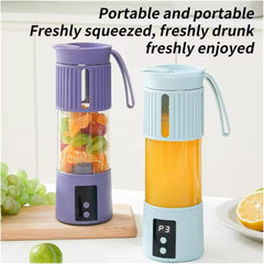 USB Rechargeable Portable Blender Juicer Cup 450ml - Quick Smoothie Maker Home & Travel, Ice Crushing, Easy Clean(Beige Grey-3.7V)