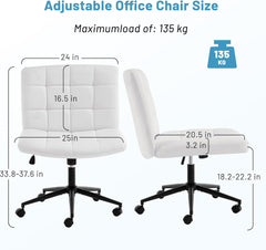 Office Desk Chair with Lumbar Support, Adjustable Height Armless Computer Chair with 360° Swivel & Smooth-Rolling Wheels, Breathable Mesh Back for Home Office, Study Room (Linen, Dark Gray)