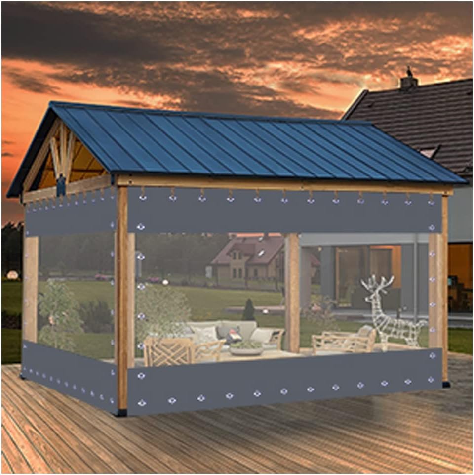 RAGGZZ Waterproof Sidewall,Clear Tarpaulin,Outdoor Curtains,with Eyelets Patio Curtains for Gazebo,Pergola, (Size : 2.2x2m)