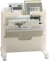 Pomya Mobile Bookshelf, Removable Bookcase Large Capacity 3 Tier 360° Rotation for Libraries for Office (White)