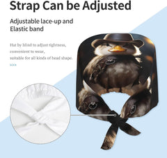 Cleaning Working Cap Cowboy Duckling Printed Chef Hat for Women & Men, Adjustable, Breathable Black