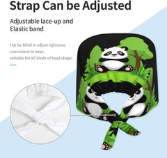 Cleaning Working Cap Panda in Green Manor Printed Chef Hat for Women & Men, Adjustable, Breathable