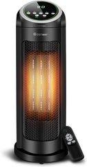 COSTWAY Ceramic Space Heater, Oscillating Tower Heater, Portable Infrared Heater Fan Indoor Use with Remote, Digital Thermostat, 12H Timer 1500/1000 Watt Quiet and Fast Heating