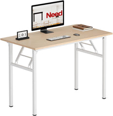 Need Office Computer Desk - 47.2L Sturdy and Heavy Duty Folding Laptop Table,Writing Table/Home Office Desk/Sewing Table,No Assembly Required (Teak Color) AC5BB12060