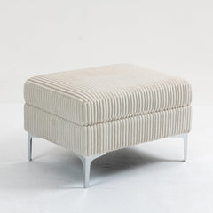 Square Ottoman Footrest & Storage, Beige Corduroy Modular Sectional Sofa