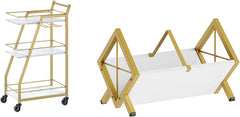 Bar Cart, Gold Bar Cart for The Home, Vinyl Record Holder, Holds 80-100 L Record Storage Rack, BC03DW-CJ06DW