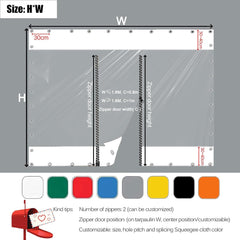 Outdoor Tarp Curtains with Zipper Door, PVC Clear Waterproof Tarpaulin Side Panels with Grommets, Transparent Tarpaulin Weatherproof， Pergola Patio Porch Gazebo Carport (Size : H1.5xW5m/H4.9xW16.4ft