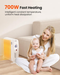 ORALNER Oil Filled Radiator Heater, 700W Portable Space Heater with Adjustable Thermostat, Energy Saving and Overheating Protection, Electric Space Heater for Indoor Use, Gray