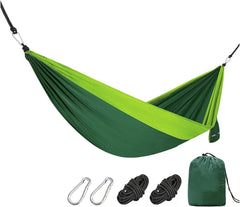 Camping Hammock, Camping Hammock 290 x 180 cm Portable Hammock with Straps and Carabiner, Lightweight Parachute Hammocks Camping Accessories Load Capacity 200 kg(Blue)