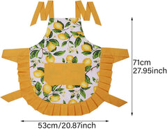 Aprons With Pockets Anti Dirt Kitchen Cafe Breathable Apron with Pocket Thick Lemon Home Clean Tool Baking Cooking Apron Women Printed Bib Cleaning Apron