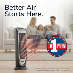 Lasko Portable Electric 1500 Watt Room Oscillating Ceramic Tower Space Heater with Remote, Adjustable Thermostat, Digital Controls, and Timer, Black