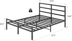 King Size Metal Platform Bed Frame with Headboard, Modern Industrial Metal Platform Bed,Black Mattress Foundation,Sturdy and Noise-Free, Easy Assembly,No Box Spring Needed (Black, King)