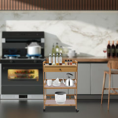 3 Tier Rolling Cart, 27.5"×11.8"×32", Portable Removable Kitchen Trolley Serving Cart with Drawer & Universal Wheels, Storage Organizer Utility Cart for Living Room Kitchen Home Bar