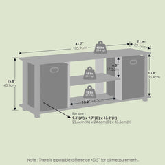 Jawa TV Stand, TV Unit, Entertainment Center with Shelves and Bins for Living Room, Black/Black