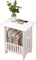 Slim Bedside Table with Storage Shelf 10x9x16 Inch Small White Table with Legs Bedroom Side for Living Room Bedroom Bathroom Balcony Decorations
