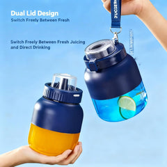 500ml Hand Blender, Blender USB Rechargeable Mini Juicer Cup, Hand Portable Travel Blender Cup, One Cup with Double Lid, Usb-C Rechargeable, Dishwasher Safe (blue*2)