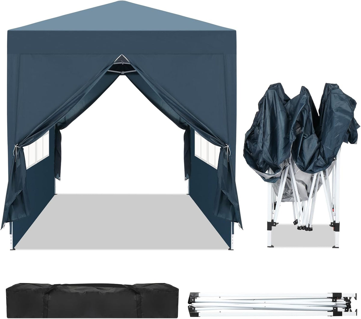 6.5x6.5ft Pop Up Canopy Tent,Outdoor Instant Shelter Folding Canopy with 4 Side Walls and Carry Bag for Commercial Events,Party,Backyard BBQ,Camping Blue (6.5 * 6.5ft Blue)
