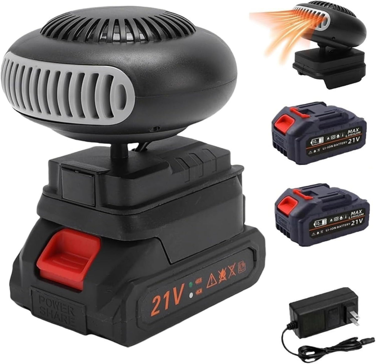 Battery Operated Heater, Fast Battery Powered Space Heater, Portable Car Window Defroster, Dual USB Ports, Anti-Tilt, Long Lasting and Quiet Operating for Indoor Outdoor & Car (Battery*2)