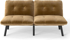 Convertible Folding Futon Sofa Bed, Modern Loveseat Lounge Sofa with Adjustable Backrest, Memory Foam Couch for Bedroom Living Room Office Study (Brown)