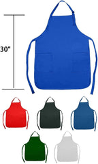 ImpecGear Apron Bib Heavy Duty Commercial Restaurant Home Bib Spun Poly Cotton Kitchen Aprons (2 Pockets)