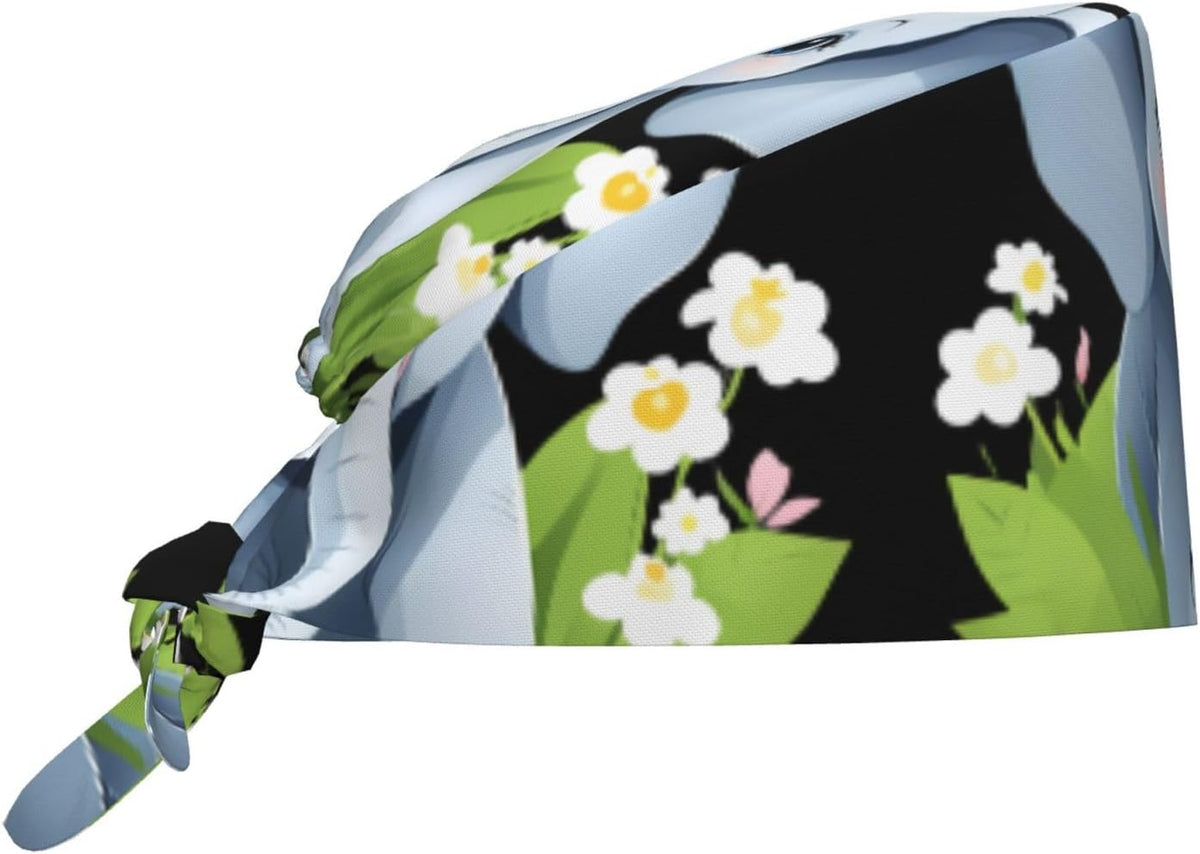 Cleaning Working Cap Baby Elephant in Spring Printed Chef Hat for Women & Men, Adjustable, Breathable Black