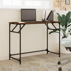 Desk Smoked Oak 39.4"x17.7"x29.9" Engineered Wood and Powder-Coated Steel,Sturdy Engineered Wood Desk with Metal Feet for Study or Home Office Office Desks
