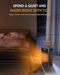 Space Heater 99'F /1500W Power,Portable Heater 12PTC CeramicHeating Sheets Bedroom, 12-Hour Timing,Home Bedroom office safety, Black