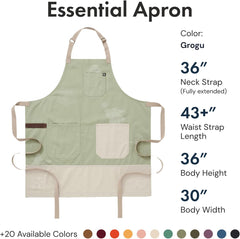 hedley & bennett Essential Apron - Professional Chef Apron with Pockets & Adjustable Bib Strap for Cooking & Grilling