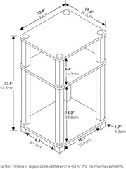Furinno Just 3-Tier Turn-N-Tube End Table/Night Stand/Bedside Table, 1-Pack, Amber Pine/Black