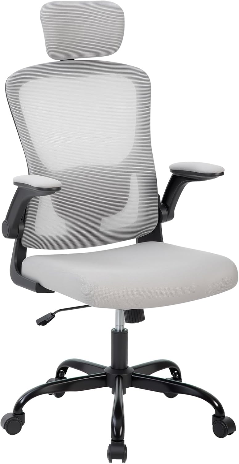 Premium Ergonomic High-Back Mesh Office Chair - Adjustable Headrest & Reclining Backrest, 360° Swivel - Silent Casters, Skin-Friendly & Durable - Ideal for Bedroom, Dorm & Small Spaces