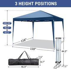 10x10ft Portable Folding Gazebo Tent,Outside Adjustable Instant Canopy Tent,Heavy Duty Party Beach Tents,Folding Outdoor Canopy Tents,with Carry Bag,for Patio Wedding Event Backyard (White)