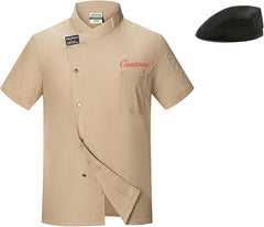 Personalized Chef Jacket Short Sleeve Custom Chef Coat Embroidered Restaurant Work Uniform for Men Women